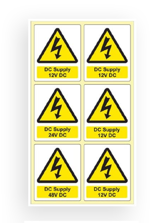 Customark Battery Hazard label ( 6 x DC Supply )