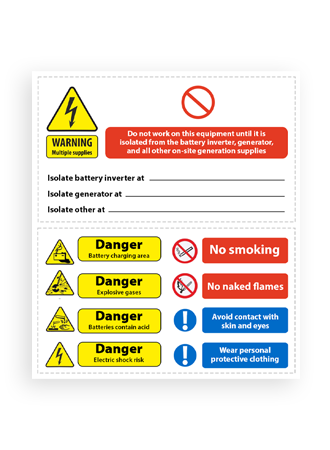 Customark Battery Hazard label ( 160mm*90mm x2 ) – Nuvision Energy Ltd